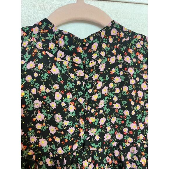 WAYF Anthropologie Long Sleeve Black Floral Top Size Large - Picture 3 of 7